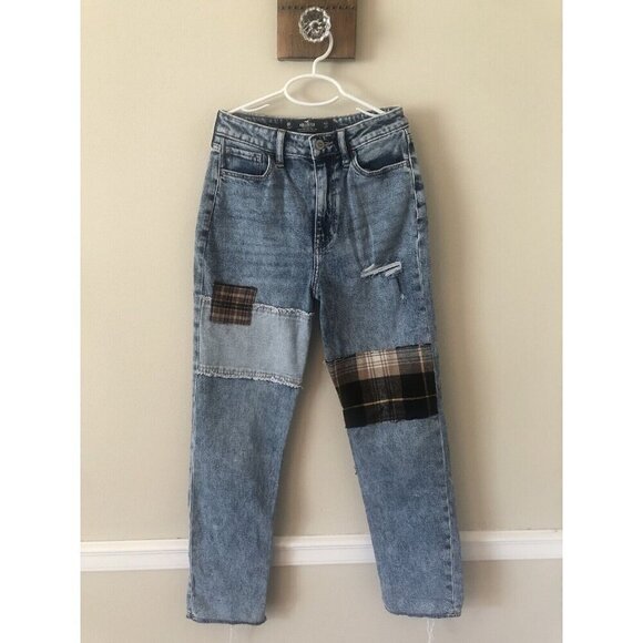 Hollister Size 24 Ultra High Rise Mom Jean Patchwork Tapered Retro 90s - Picture 1 of 8